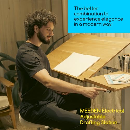 MEEDEN Electric Drafting Table with Adjustable Height and Tiltable Tabletop