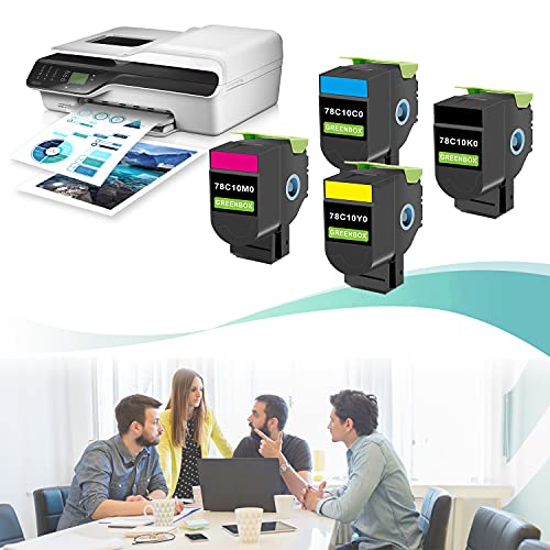 GREENBOX Remanufactured Toner Cartridge Replacement for Lexmark 78C1XK0 78C1XC0 78C1XM0 78C1XY0 for CS421dn CS521dn CS622de CX421adn CX522ade CX625ade Printer (1 Black, 1 Cyan, 1 Magenta, 1 Yellow)