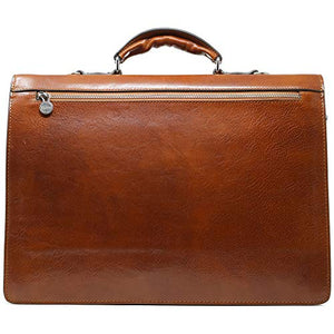 Floto Ponza Full Grain Leather Briefcase in Olive (Honey) Brown