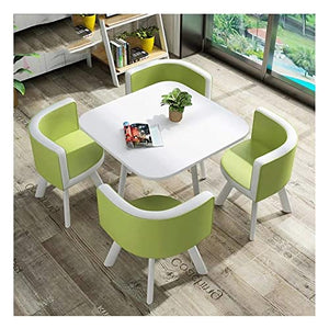 AkosOL Office Business Reception Table Set with 4 Chairs (Light Green, 80cm)