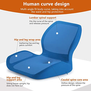 LSTQPK Work Chair Cushion with Butt and Back Support for Tailbone Pain Relief - Blue, Plus Size Office Chair Seat Cushion