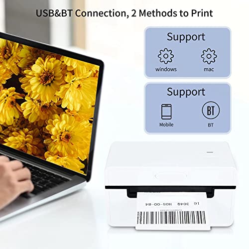 Desktop Thermal Label Printer for 4x6 Shipping Package Label Maker 180mm/s USB BT Thermal Sticker Printer