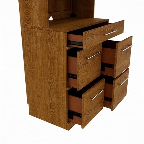RoomAndLoft Adjustable Height Sit-Stand Desk with Drawers and File Drawer Bookcases