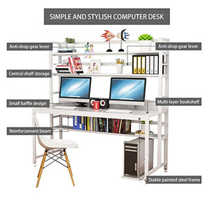 Computer Desk 47” with Bookshelves 2 in 1,Study Writing Table Desk for Bedrooms/Living Room,Home Office Corner Gaming Table PC Laptop Workstation,Makeup Vanity Console Table W/Storage Shelves (White)