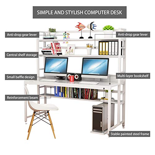 Computer Desk 47” with Bookshelves 2 in 1,Study Writing Table Desk for Bedrooms/Living Room,Home Office Corner Gaming Table PC Laptop Workstation,Makeup Vanity Console Table W/Storage Shelves (White)