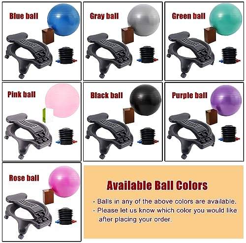 NUNETH Inflatable Blue Yoga Ball Rolling Chair, 31" Tall - Premium Balance and Posture Chair