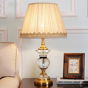 HZB American Minimalist Copper Crystal Lamps European Fashion Bedroom Living Room Lamp Bedside Study