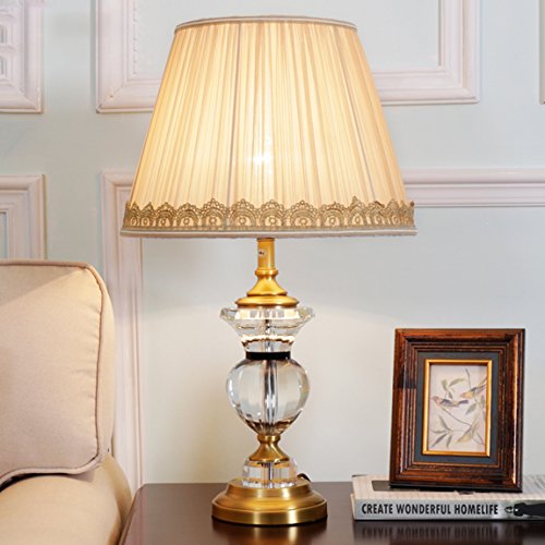HZB American Minimalist Copper Crystal Lamps European Fashion Bedroom Living Room Lamp Bedside Study