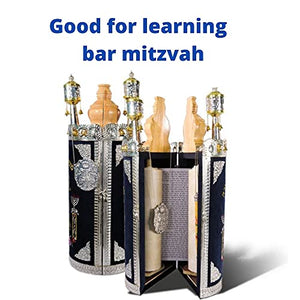GORGEOUS BEAUTY&CARE Hand Made Sefer Torah Scroll Replica 19.5" Sefaradic Judaica - Rimonim and Yad