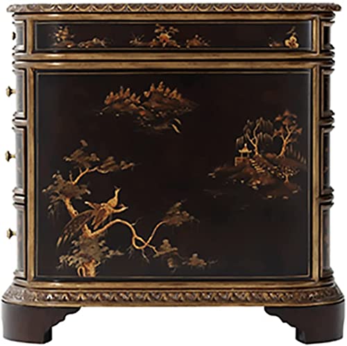 Executive Office Desk Solid Wood Classical Black Painted Computer Desk with Large Storage Drawer 66.1X29.9X30.3Inches