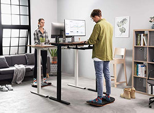 FEZIBO Electric Standing Desk with Drawer, 55 x 24 inches Splice Board | Anti Fatigue Mat Wooden Wobble Balance Board (Medium, Obsidian Black)