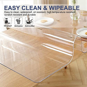 UlpyO Large Clear Hardwood Floor Protector - Transparent PVC Desk/Chair Mat, Waterproof Rectangle PVC Vinyl Plastic Rug, Easy to Clean - 32-152 inches
