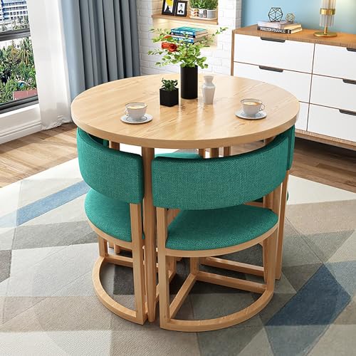 SFJATTA Round Dining Table and Chair Set, Office Reception Negotiation Table and Chair Combination - Green 1