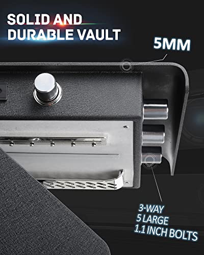 JINXNOBI Biometric Safes for Home, Luxury Fingerprint Safe, Security Safe Box 2.25 Cubic Feet, Digital Home Safe with Fingerprint Access, Jewelry Safes for Home, Small Safe