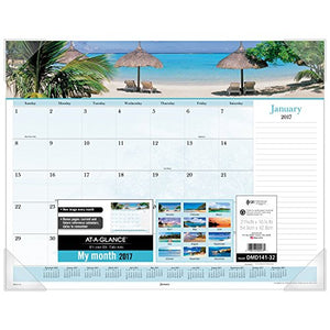 AT-A-GLANCE Desk Pad Calendar 2017, Monthly, 21-5/8 x 16-7/8", Images of the Sea Panoramic (DMD141-32)