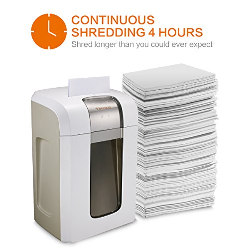 Bonsaii Paper Shredder, Super Micro Cut (1/26 by 5/21 inches) with 7.9 Gallons Wasterbasket, 240 Minutes Continuous Shredding, 5 Sheets, White (5S30)