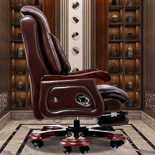 Kinnls Genuine Leather Executive Massage Office Chair with Foot Rest