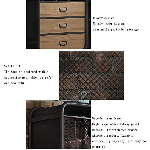BinOxy Wine Rack Cabinets - Wrought Iron Commercial Storage Tea Cabinet with Hanging Glass Wine Rack - Size M