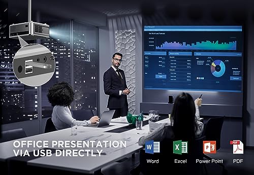DBPOWER Native 1080P 5G WiFi Bluetooth Projector, 900 ANSI Ultra HD, [Electric Focus/Auto Correction], Portable Mini Movie Projector