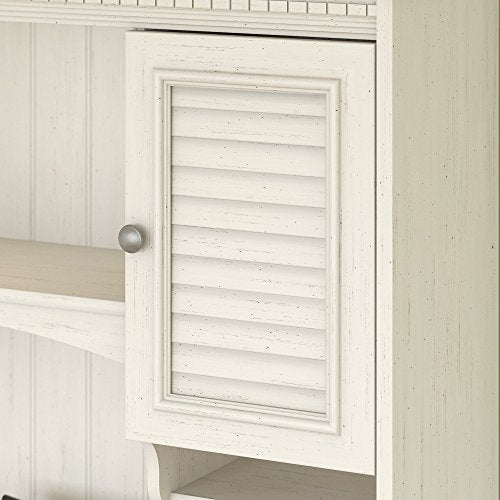 Bush Furniture Fairview Computer Desk with Hutch and 5 Shelf Bookcase, Antique White