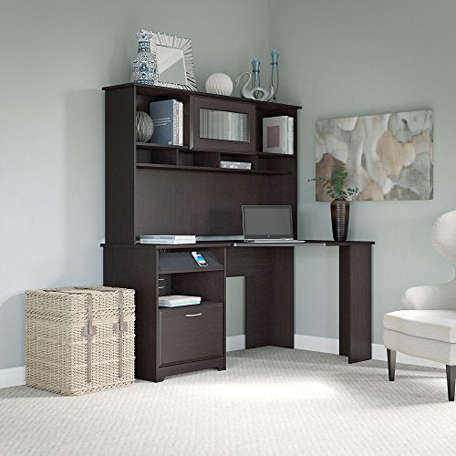 Bush Furniture Cabot Corner Desk with Hutch in Espresso Oak