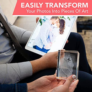 Crystal Impressions 3D Crystal Photo Gift – Includes Lighted LED Base; Custom Photo Engraved Crystal; Personalized Gift for Mom, Birthday, Anniversary, Girlfriend or Boyfriend, Grandma; Gift Box Included