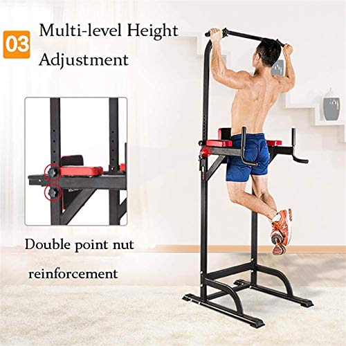 BZLLW Power Tower Pull Up Dip Station for Home Gym Adjustable Height Strength Training Workout Equipment