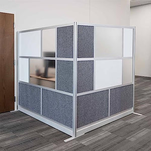 S Stand Up Desk Store Workflow Modular Wall Bundle | Rearrangeable Office Partition System with Whiteboard, Acrylic & Sound Absorbent Panels | (2) 70in x 70in Walls