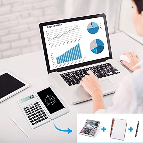Foldable Scientific Calculator 10-Digit Digital Large Display with Erasable Writing Tablet & Drawing Pad