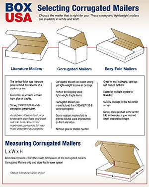 BOX USA BMFL20204 Deluxe Literature Mailers, 20" x 20" x 4", White (Pack of 25)