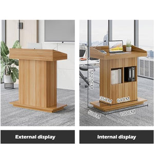 SePkus Wooden Lecture Podium with Drawer and Storage Area (White 50x100x114CM)