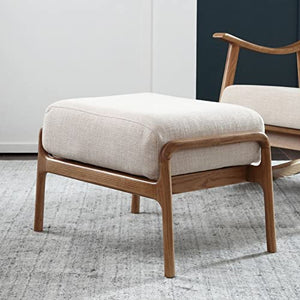 KOHARA Luxury 67cm Nordic Solid Rubber Wood Footstool - Walnut White