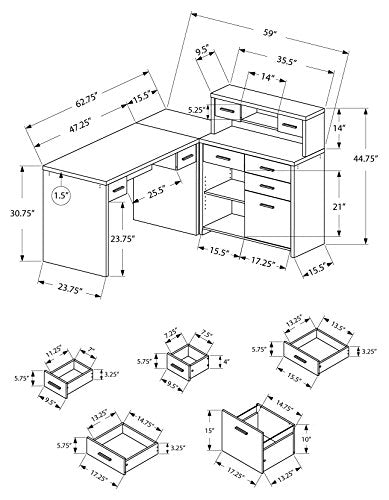 Monarch Specialties Hollow-Core L-Shaped Home Office Desk, Cappuccino