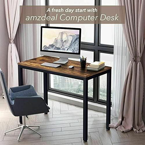 Laptop Desk 40 Inch Laptop Desk Desktop PC Desk with Adjustable Floor Protector Sturdy Metal Frame Modern Office Study Workstation Writing Desk, Easy to Assemble Home Office desks