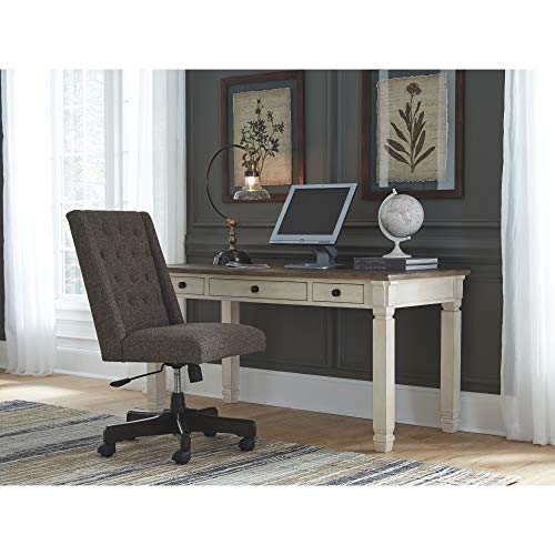 Ashley Furniture Signature Design - Bolanburg Home Office Desk - Casual - 3 Drawers - Weathered Oak/Antique White Finish - Black Hardware