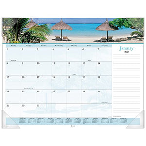 AT-A-GLANCE Desk Pad Calendar 2017, Monthly, 21-5/8 x 16-7/8", Images of the Sea Panoramic (DMD141-32)
