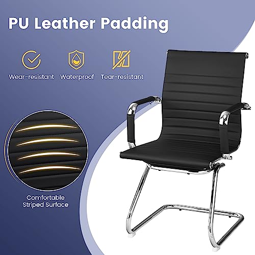 Tangkula Office Guest Chair Set of 12 - Heavy Duty Reception Chairs with Arm Sleeves & Sled Base
