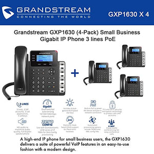 Grandstream GXP1630 Bundle of 4 Gigabit IP Phone 3 lines 3 XML LCD HD audio PoE