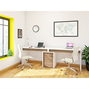 Nexera Liber-T 3 Piece Office Set in White with Desk Panel
