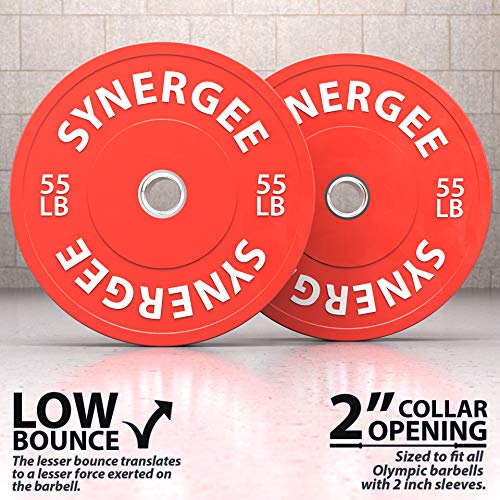 Synergee Color Bumper Plates Weight Plates Strength Conditioning Workouts Weightlifting 55lbs Pair