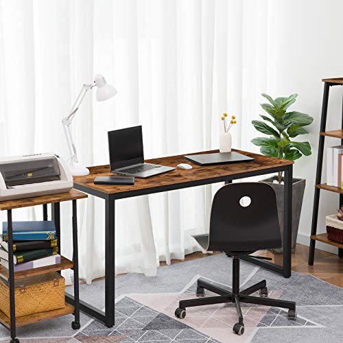HOOBRO Computer Desk, Home Office Writing Desk, 55.1 x 23.6 x 29.9 Inch Industrial PC Laptop Study Table in Living Room, Bedroom, Sturdy Metal Frame, Easy Assembly, Rustic Brown and Black BF68DN01