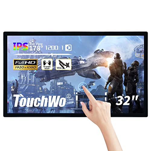 TouchWo 32 inch Interactive Touchscreen Monitor with Smart Board - 1080P Display, Win-10, Core i5, 4GB RAM, 128GB ROM