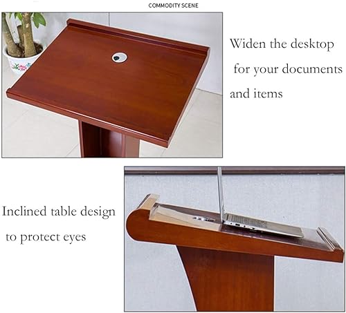 WooDeY Lectern Podium Stand, Portable Wood Laptop Desk Tilted Desktop Standing Teacher Podiums
