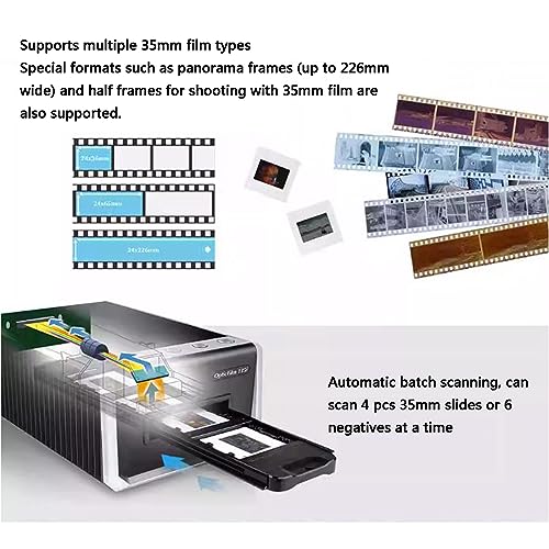 JYSWDZ Automatic Film & Slide Scanner, 35mm Negative Film Stripe & Slide Batch Converter - Max 7200 Dpi