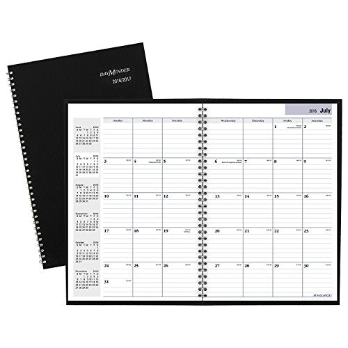 DayMinder Academic Year Monthly Planner, July 2016 - August 2017, 7-7/8"x11-7/8", Black (AY200)