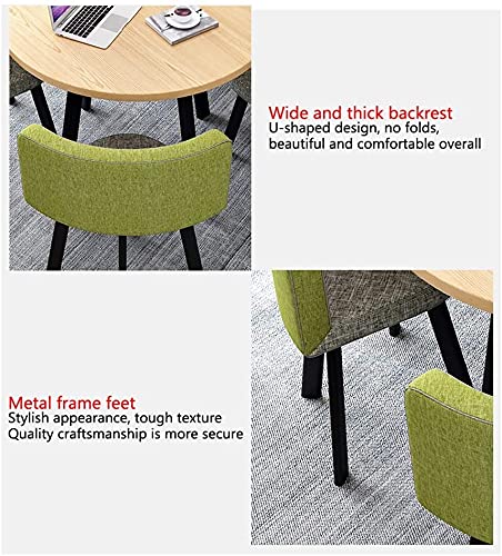 SYLTER Office Conference Table and Chair Set, Round Dining Table, 4 Chairs, Green