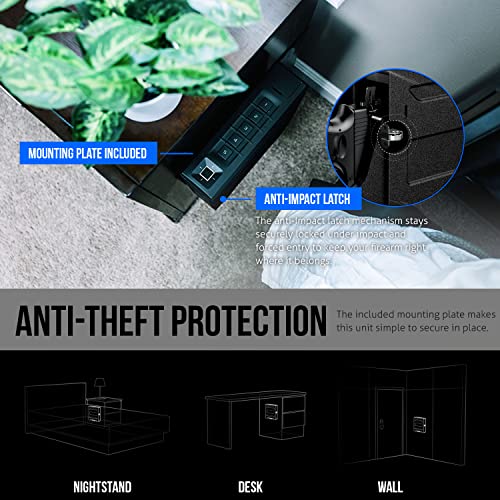 Vaultek Slider Series Rugged Bluetooth Smart Handgun Safe Quick Open Pistol Safe with Rechargeable Li-ion Battery (Biometric + WiFi)