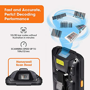 MUNBYN Handheld Barcode Scanner with Android 7.0 OS, 2D PDF417 Honeywell Scanner, Numeric keypad, Touch Screen and Charging Cradle with 3G 4G WiFi BT GPS Wireless Mobile Terminal for Inventory System