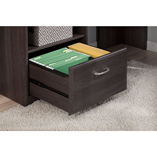 Bush Furniture Cabot Corner Desk with Hutch in Heather Gray