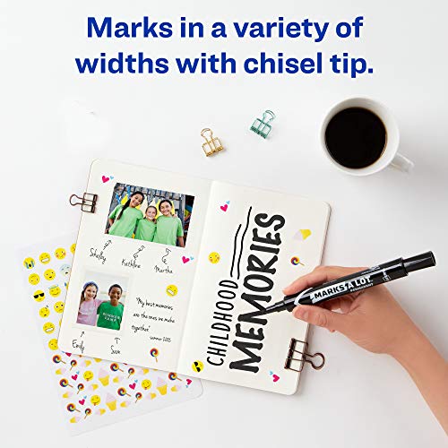 Marks-a-lot Avery Permanent Markers, Desk-Style, Chisel Tip, 36 Black Markers, 12 Boxes (98113)